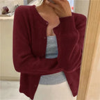 Azalea | Women's Cropped Button-Front Cardigan Round Neck