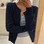 Azalea | Women's Cropped Button-Front Cardigan Round Neck