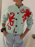 Marina | Women's Octopus Print Cardigan Relaxed Fit