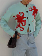 Marina | Women's Octopus Print Cardigan Relaxed Fit