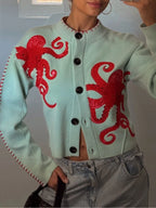 Marina | Women's Octopus Print Cardigan Relaxed Fit
