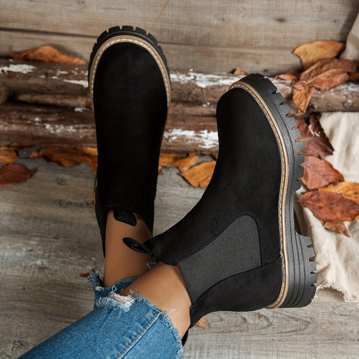 Mehetabel | Women's Chelsea Boots Platform Lug Sole Round Toe