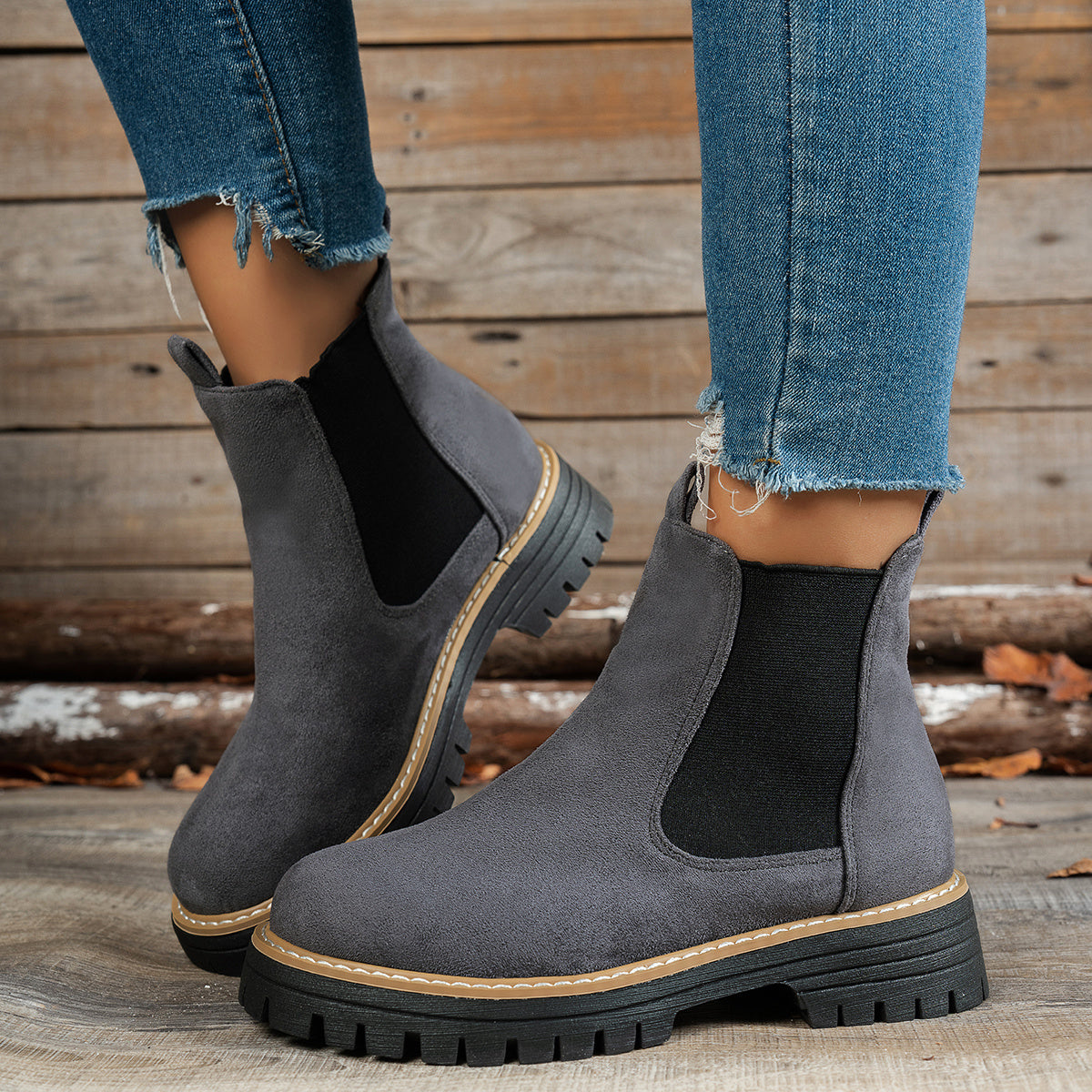 Mehetabel | Women's Chelsea Boots Platform Lug Sole Round Toe