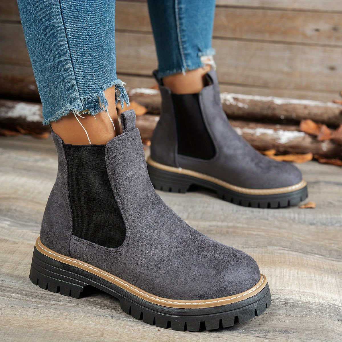 Mehetabel | Women's Chelsea Boots Platform Lug Sole Round Toe