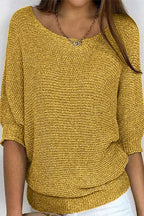 Aisie | Women's Relaxed Knit Sweater Blouse Round Neck Dolman Sleeve