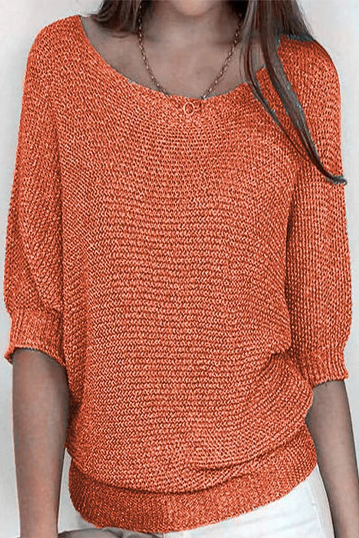 Aisie | Women's Relaxed Knit Sweater Blouse Round Neck Dolman Sleeve