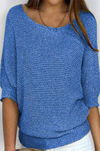 Aisie | Women's Relaxed Knit Sweater Blouse Round Neck Dolman Sleeve