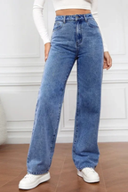 Delilah | Women's Comfort Wide Leg Jeans High Waist Denim