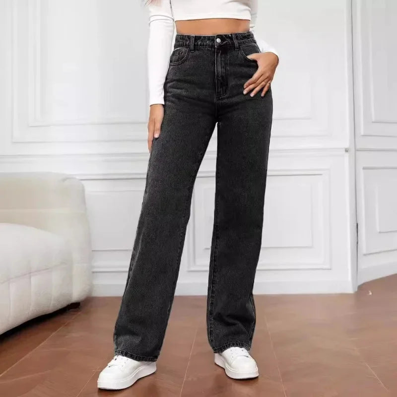 Delilah | Women's Comfort Wide Leg Jeans High Waist Denim