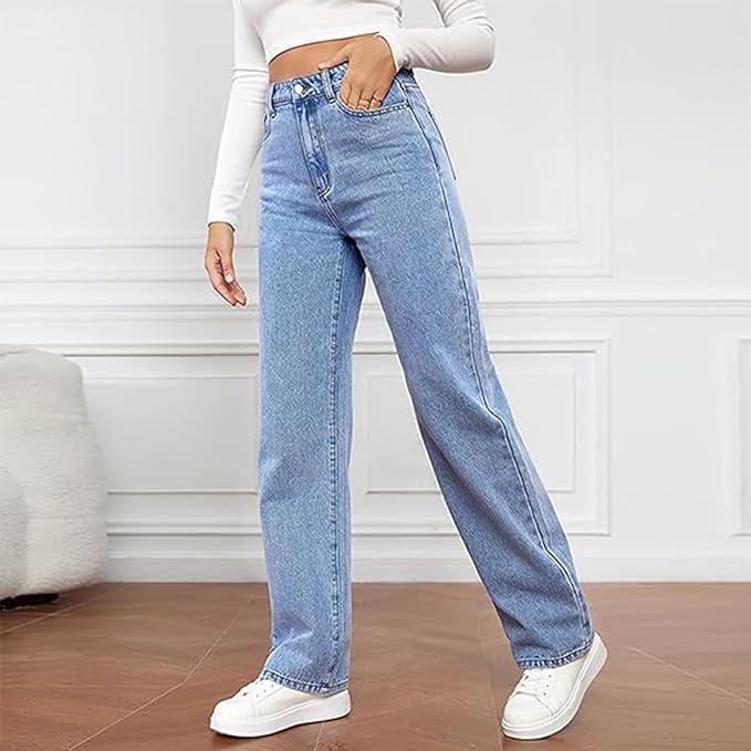 Delilah | Women's Comfort Wide Leg Jeans High Waist Denim