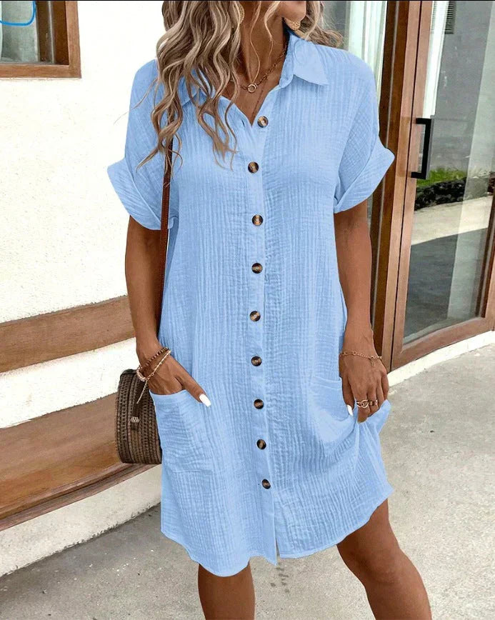Molly Dress | Polo Collar Button-Front Casual Dress