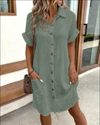 Molly Dress | Polo Collar Button-Front Casual Dress