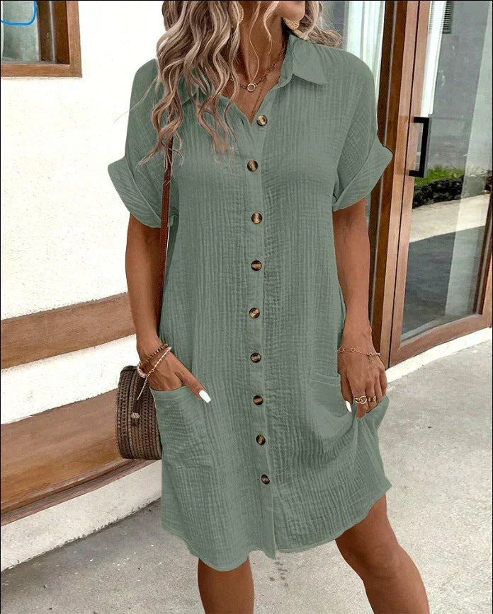 Molly Dress | Polo Collar Button-Front Casual Dress