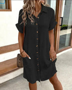 Molly Dress | Polo Collar Button-Front Casual Dress