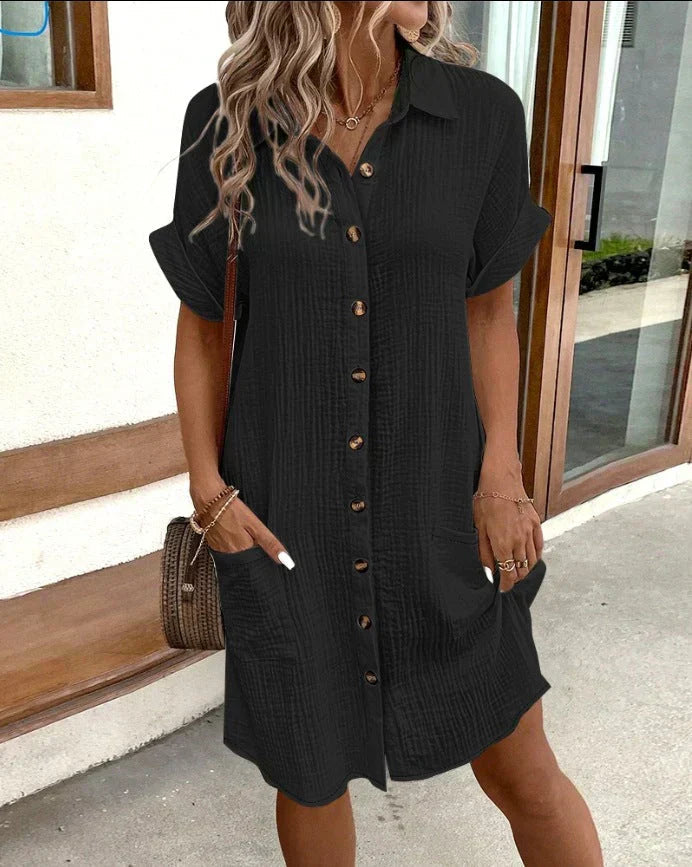 Molly Dress | Polo Collar Button-Front Casual Dress