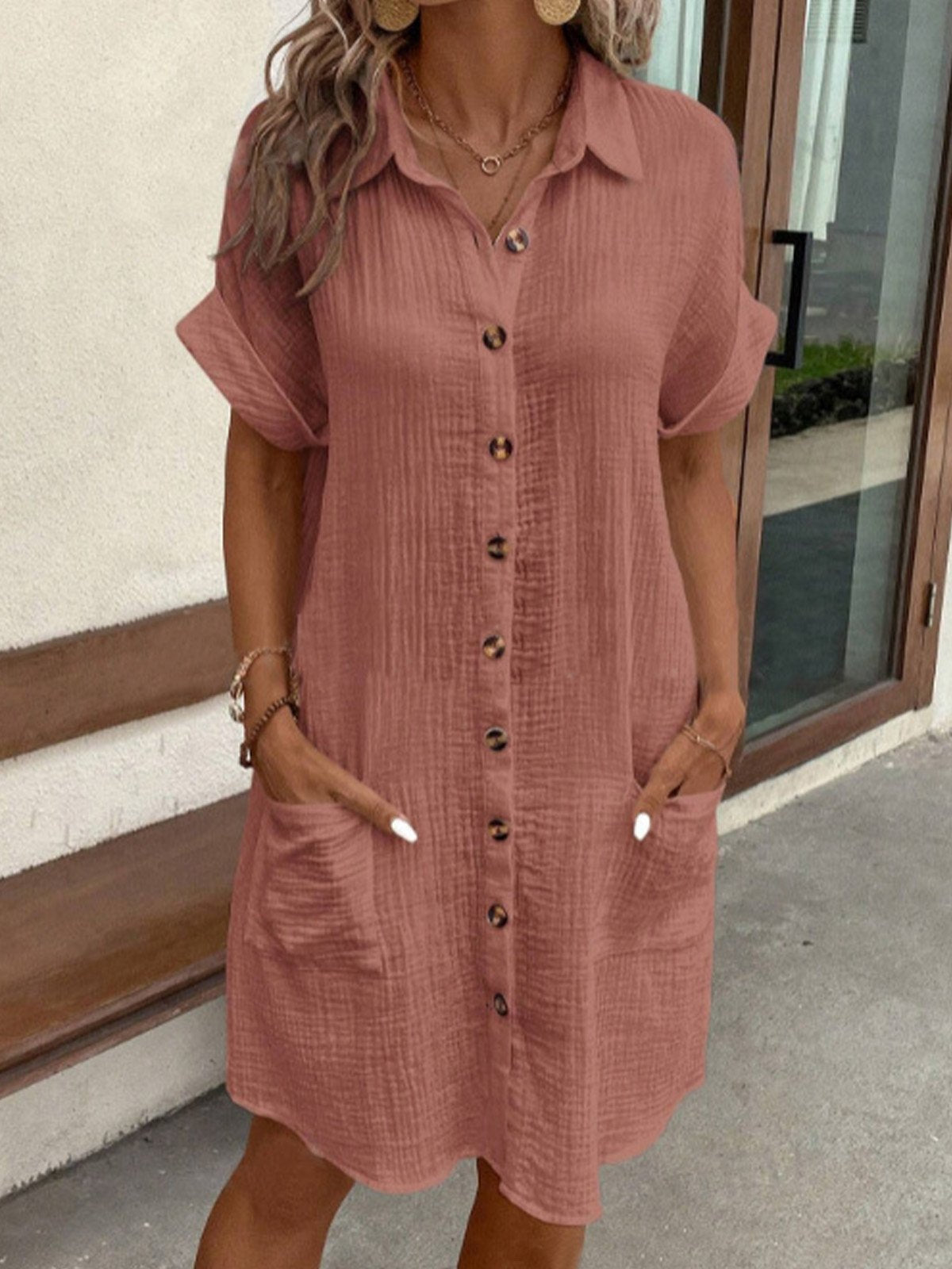 Molly Dress | Polo Collar Button-Front Casual Dress