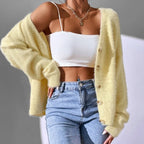 Montclair | Women's Faux Mink Cardigan V-Neck Button