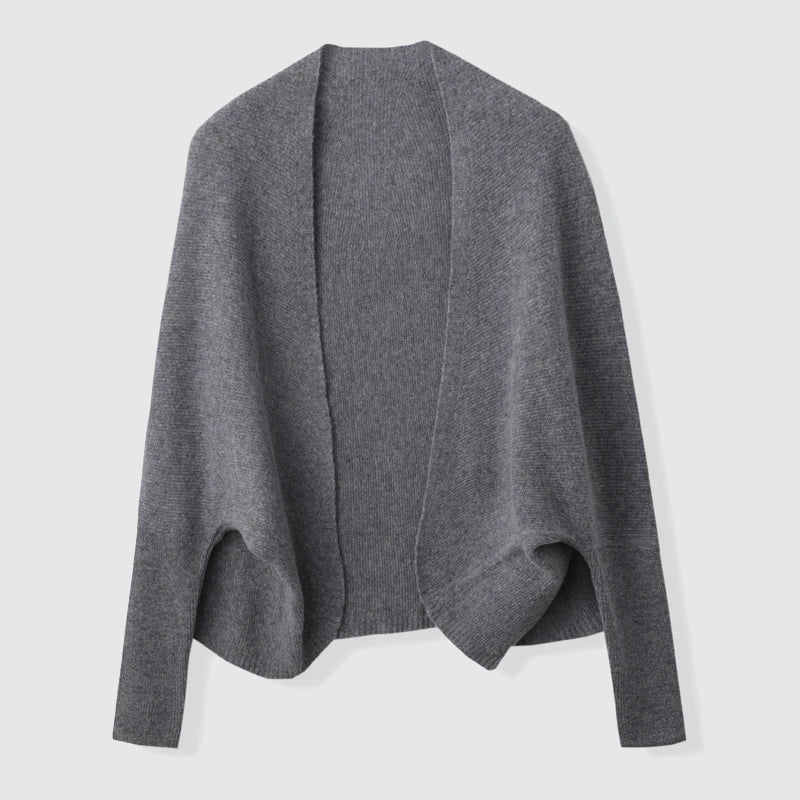 Merelle Cardigan | Pure Merino Wool Wrap Cardigan, - GET SOVERAJJ544-Gray-S