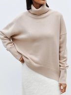 Oversized Turtleneck Jumper for Women – Relaxed Polyester Knit for Everyday Warmth - GET SOVERAHH676-Khaki-XS