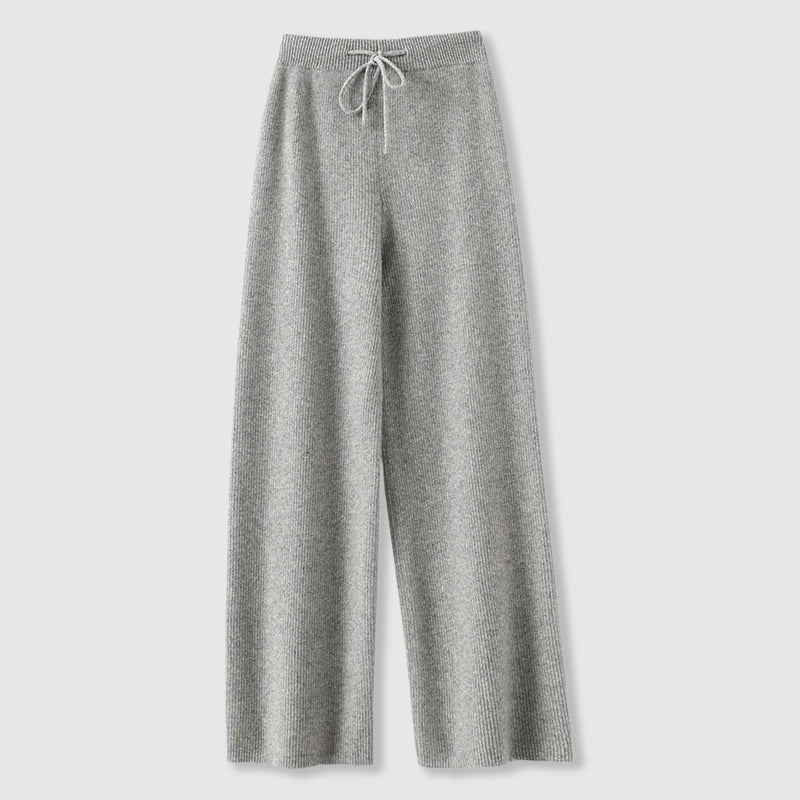 Luxury Wide - Leg Cashmere Knit Pants – Soft, Elegant & Effortlessly Chic - GET SOVERAHH781-Gray-S