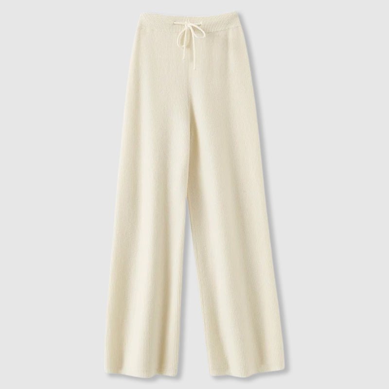 Luxury Wide - Leg Cashmere Knit Pants – Soft, Elegant & Effortlessly Chic - GET SOVERAHH781-Beige-S