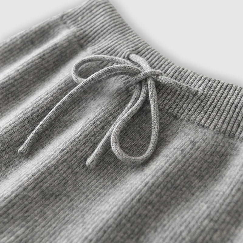 Luxury Wide - Leg Cashmere Knit Pants – Soft, Elegant & Effortlessly Chic - GET SOVERAHH781-Gray-S