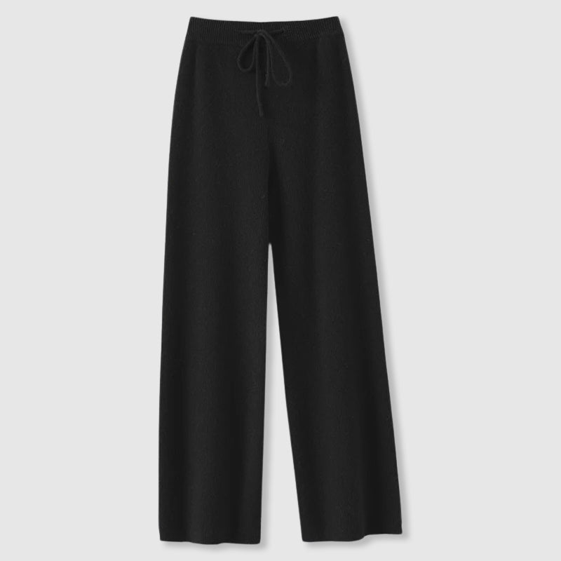 Luxury Wide - Leg Cashmere Knit Pants – Soft, Elegant & Effortlessly Chic - GET SOVERAHH781-Black-S