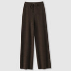 Luxury Wide - Leg Cashmere Knit Pants – Soft, Elegant & Effortlessly Chic - GET SOVERAHH781-Brown-S