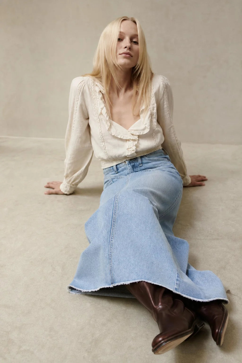 Briar | Women's Denim Skirt A-Line Dropped Waist