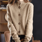 Calliope | Women's Cashmere Blend Cardigan Mock Neck Button-Front