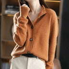 Calliope | Women's Cashmere Blend Cardigan Mock Neck Button-Front