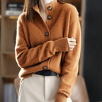 Calliope | Women's Cashmere Blend Cardigan Mock Neck Button-Front