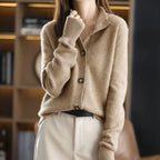 Calliope | Women's Cashmere Blend Cardigan Mock Neck Button-Front