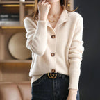 Veneto | Women's Polyester Cardigan High Neck Ribbed