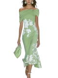 Women’s Floral Midi Dress with Short Sleeves and All-Over Pattern