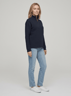 Women’s Ribbed Half - Zip Sweater – V - Neck Relaxed Fit Pullover - GET SOVERAFL993-GS-Blue-S