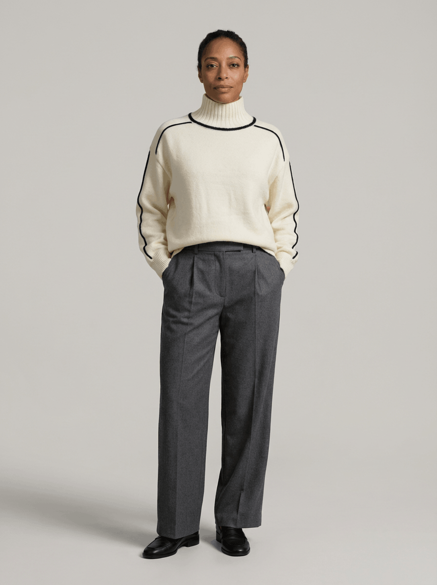 Turtleneck Sweater – Minimalist Color Block Knit