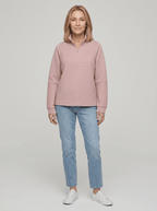 Women’s Ribbed Half - Zip Sweater – V - Neck Relaxed Fit Pullover - GET SOVERAFL993-GS-Light Pink-S