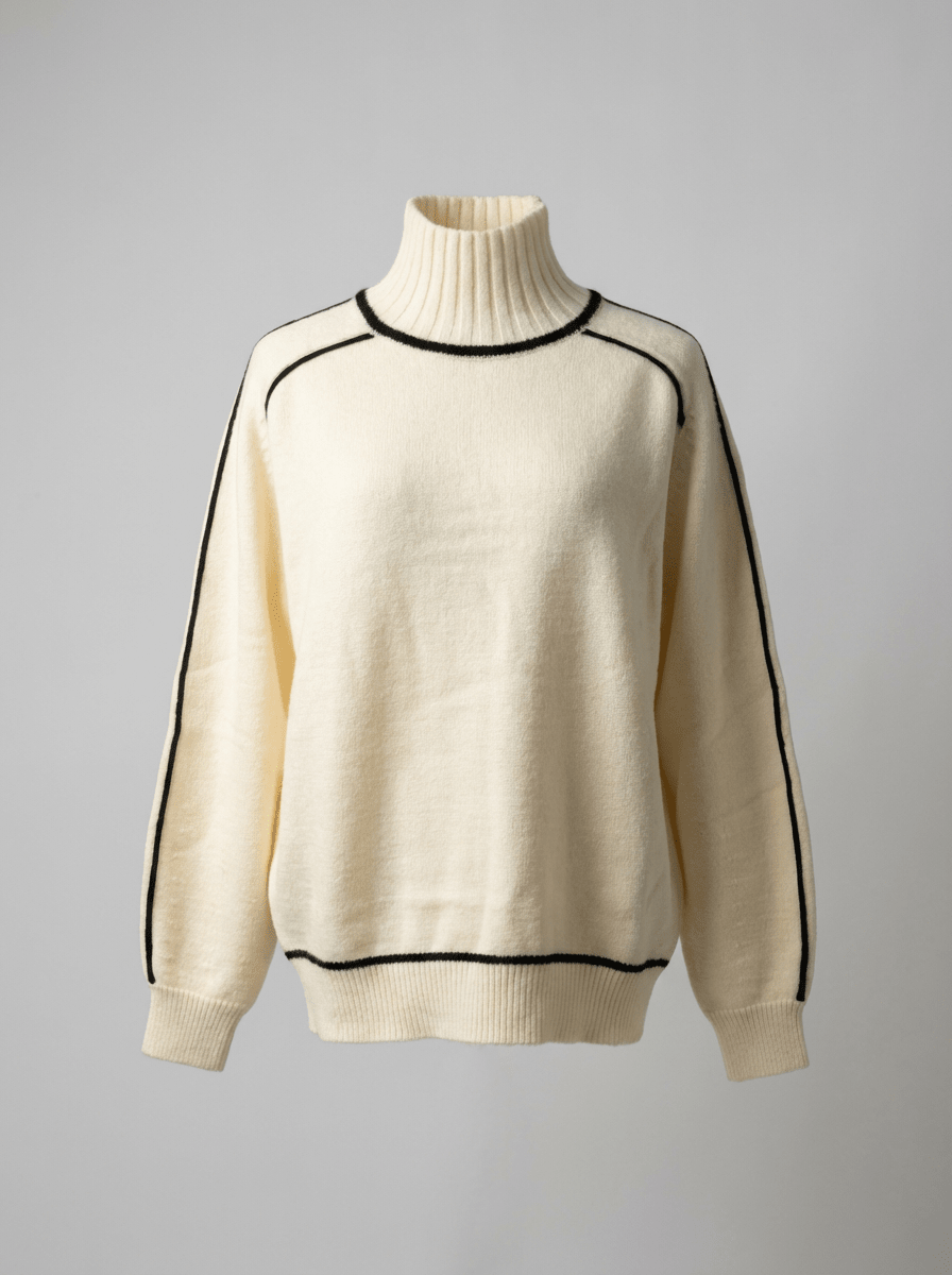 Turtleneck Sweater – Minimalist Color Block Knit - GET SOVERADWOD5-ER138037