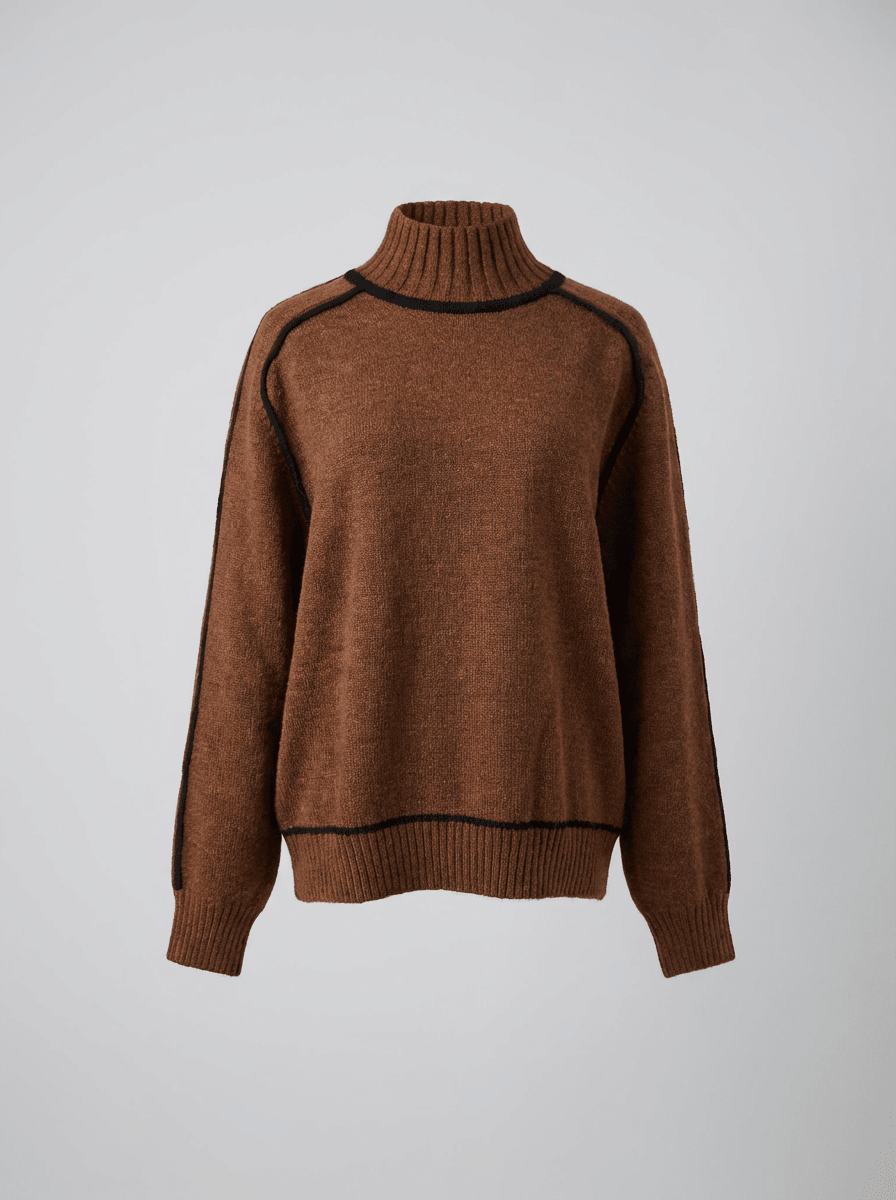 Turtleneck Sweater – Minimalist Color Block Knit - GET SOVERADWOD5-ER138037