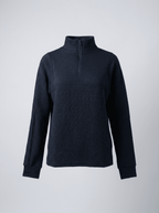 Women’s Ribbed Half - Zip Sweater – V - Neck Relaxed Fit Pullover - GET SOVERAFL993-GS-Black-S