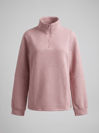 Women’s Ribbed Half - Zip Sweater – V - Neck Relaxed Fit Pullover - GET SOVERAFL993-GS-Black-S