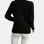 Women’s Loose - Fit Knit Sweater – Soft Round - Neck Lightweight Pullover - GET SOVERAHH635-Black-S
