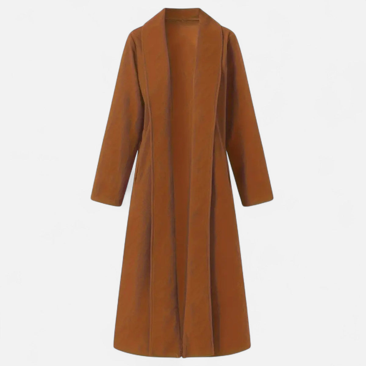 Women’s Long Plus - Size Trench Coat – Lightweight Elegant Lapel Jacket - GET SOVERAHH691-Khaki-XS