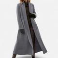Women’s Long Plus - Size Trench Coat – Lightweight Elegant Lapel Jacket - GET SOVERAHH691-Grey-XS