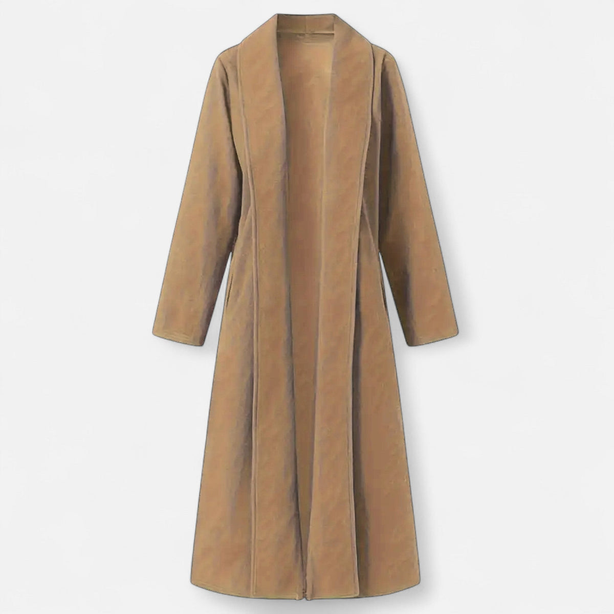 Women’s Long Plus - Size Trench Coat – Lightweight Elegant Lapel Jacket - GET SOVERAHH691-Khaki-XS