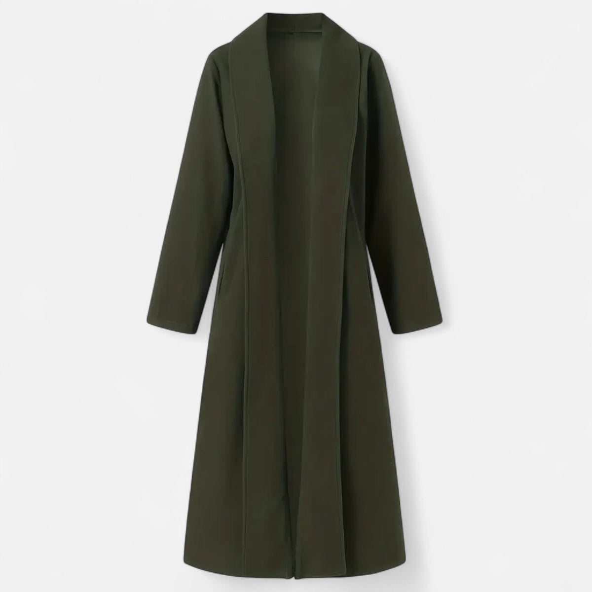Women’s Long Plus - Size Trench Coat – Lightweight Elegant Lapel Jacket - GET SOVERAHH691-Khaki-XS