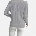 Women’s Loose - Fit Knit Sweater – Soft Round - Neck Lightweight Pullover - GET SOVERAHH635-Black-S