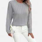 Women’s Loose - Fit Knit Sweater – Soft Round - Neck Lightweight Pullover - GET SOVERAHH635-Black-S