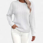 Women’s Loose - Fit Knit Sweater – Soft Round - Neck Lightweight Pullover - GET SOVERAHH635-Black-S